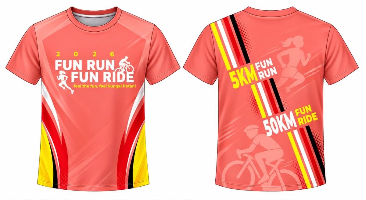 Official FUN Run & Ride 2026 event tee, front and back